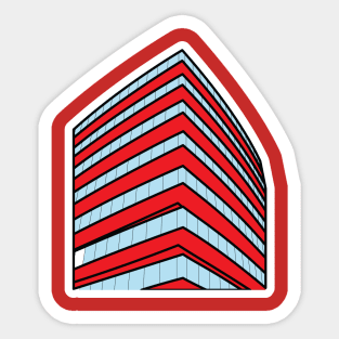 Building Skyscraper in Cityscape Sticker design vector illustration. Building and landmark object icon concept. Company buildings in flat style sticker design logo. Sticker